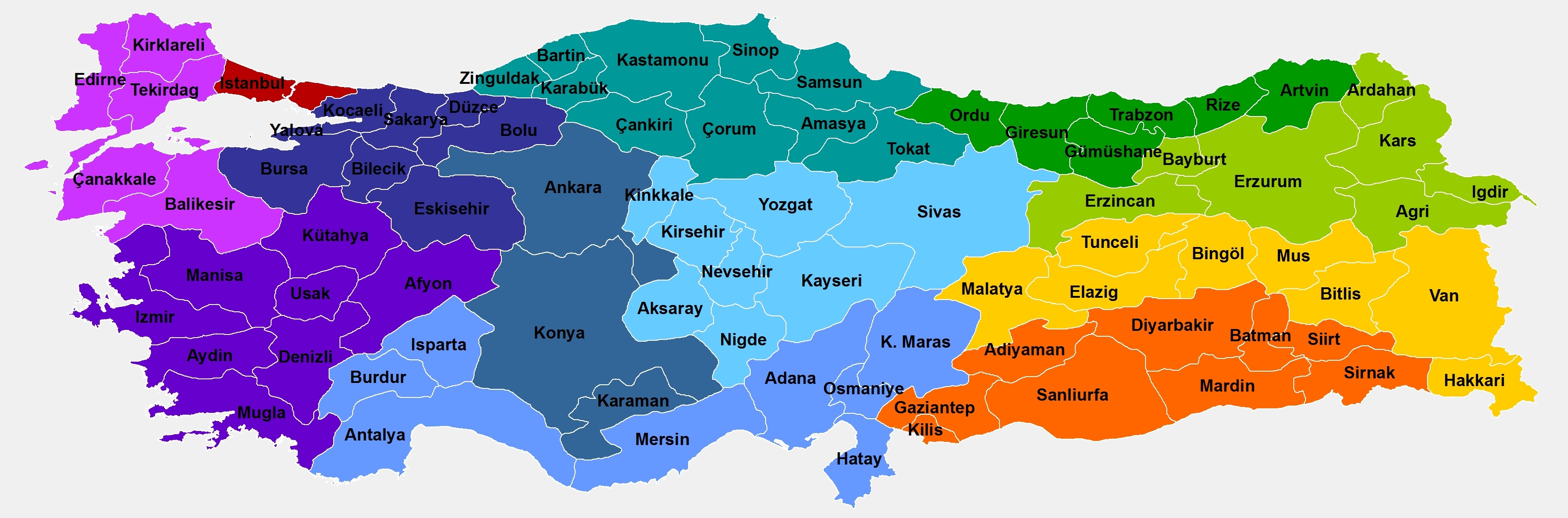 Map of Turkey's Provinces
